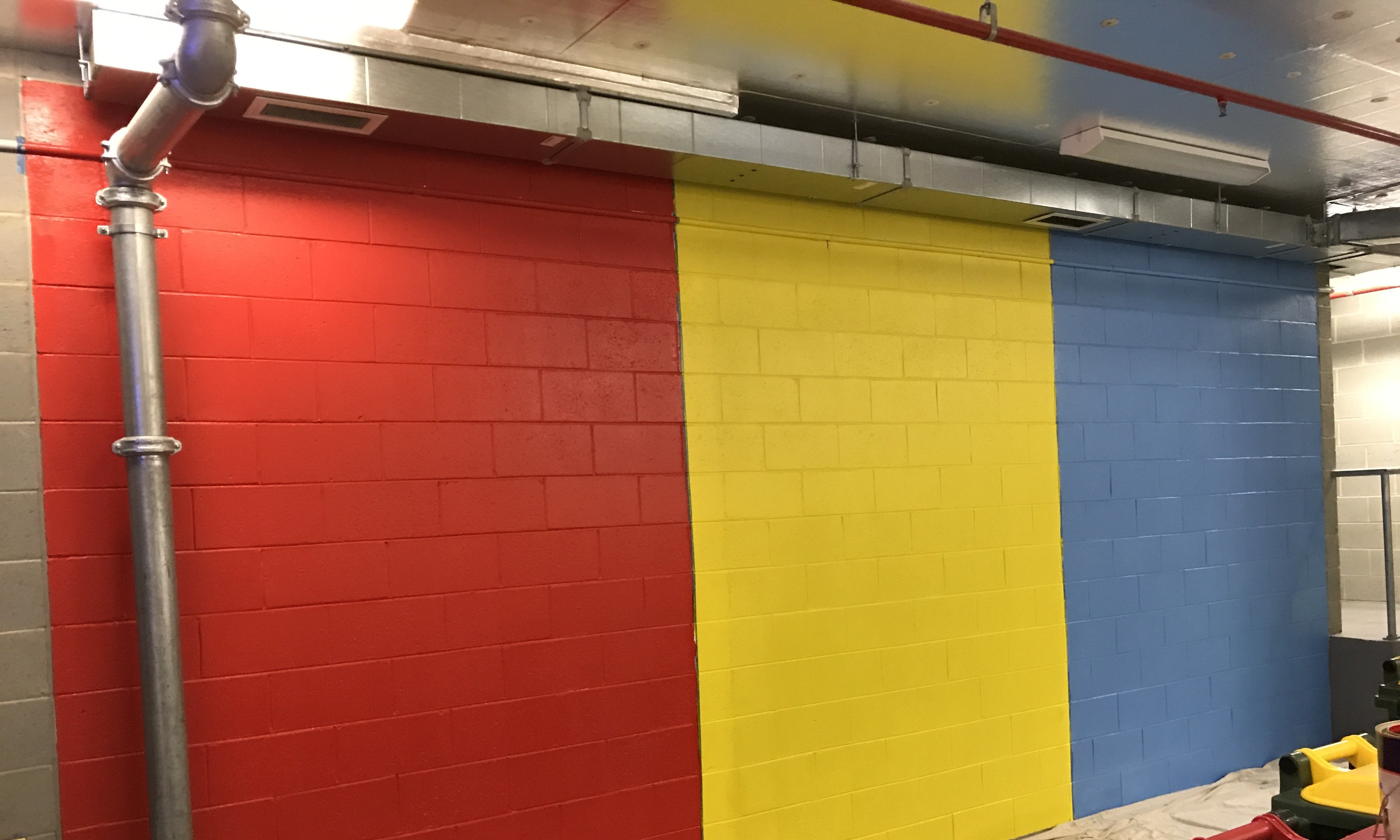 Bold colour block wall